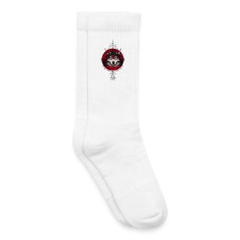 Wonderful wolf with flowers. - Kids Tennis Socks - white - Right