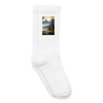 Landschaft mit See, Boot und Berge - Kinder Tennissocken - Weiß - Rechts