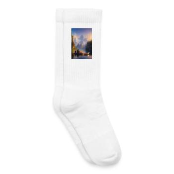 Landschaft mit See, Boot und Berge - Kinder Tennissocken - Weiß - Rechts