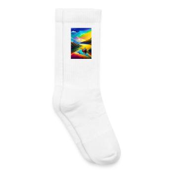 Paysage avec lac, bateau et montagnes - Chaussettes de tennis bio enfant - blanc - Droite