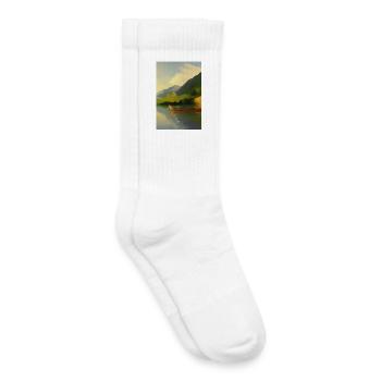 Landschaft mit See, Boot und Berge - Kinder Tennissocken - Weiß - Rechts