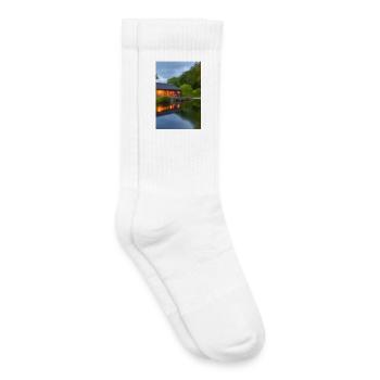 Charmante cabane au bord du lac - Chaussettes de tennis bio enfant - blanc - Droite