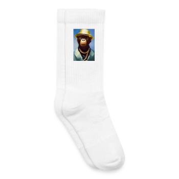Singe cool avec chaîne en or - Chaussettes de tennis bio enfant - blanc - Droite