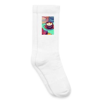 Café, grains de café - Chaussettes de tennis bio enfant - blanc - Droite