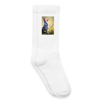 Lapin de Pâques avec œufs de Pâques - Chaussettes de tennis bio enfant - blanc - Droite