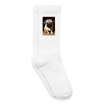 Chien carlin - Chaussettes de tennis bio enfant - blanc - Droite