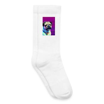 Chien carlin - Chaussettes de tennis bio enfant - blanc - Droite