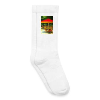 Outdoor Asian Cafe - Kids Tennis Socks - white - Right