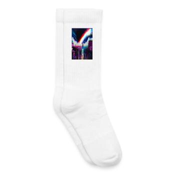 Art futuriste de la ville arc-en-ciel - Chaussettes de tennis bio enfant - blanc - Droite
