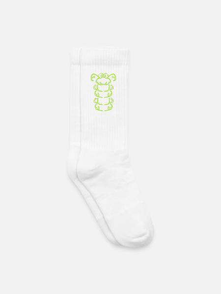 Raupe in grün - Kinder Tennissocken - Weiß