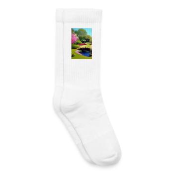 Jardin zen chinois - Chaussettes de tennis bio enfant - blanc - Droite