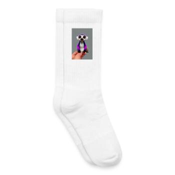 Singe lémurien - Chaussettes de tennis bio enfant - blanc - Droite
