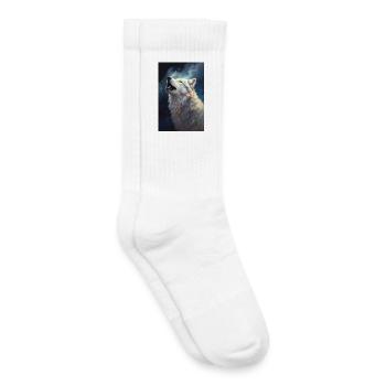 Howling white wolf - Kids Tennis Socks - white - Right