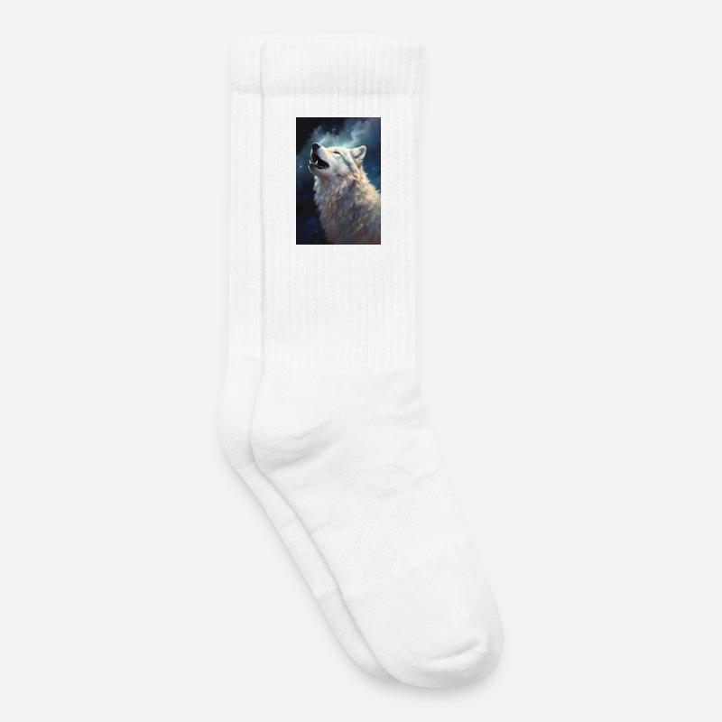 Heulender weißer Wolf - Kinder Tennissocken - Weiß