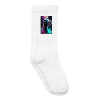 Chien mignon - Chaussettes de tennis bio enfant - blanc - Droite