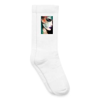 Abstrakte Gesichts Kunst - Kinder Tennissocken - Weiß - Rechts