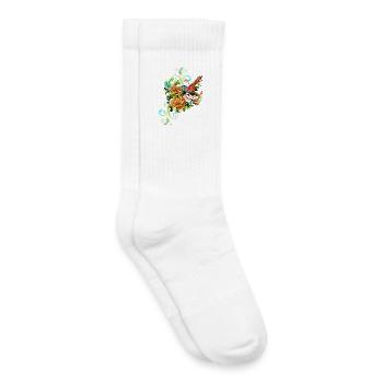 Merveilleuses fleurs élégantes avec oiseau. - Chaussettes de tennis bio enfant - blanc - Droite