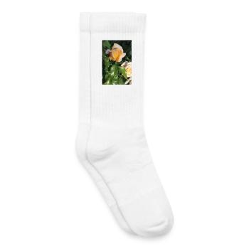 Delicate yellow-light orange rose bud - Kids Tennis Socks - white - Right