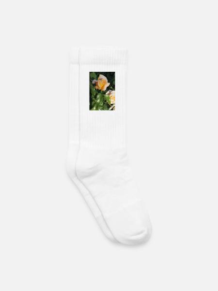 Zarte gelb-helorangene RosenKnospe - Kinder Tennissocken - Weiß
