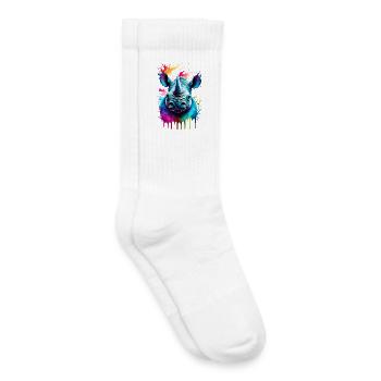 Rhinocéros coloré - Rhinocéros Rhinocéros - Chaussettes de tennis bio enfant - blanc - Droite
