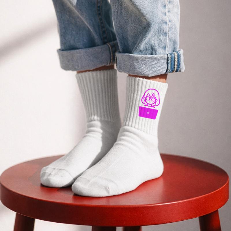 Woman with Computer Programmer Coder Kids Tennis Socks