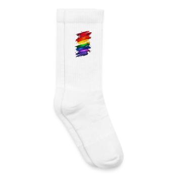 Abstract Rainbow Pride Design - Vibrant art - Kids Tennis Socks - white - Right