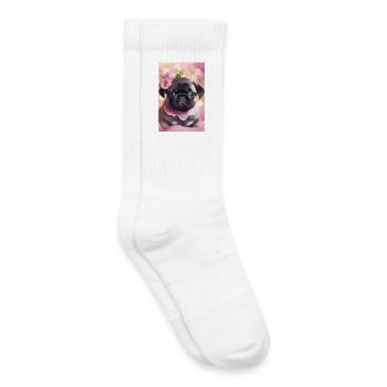 Hübsche Bulldogge mit Blumenkranz - Kinder Tennissocken - Weiß - Rechts
