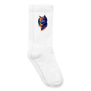 Wolf in der Nacht - Mehrfarbiges Dekor - Kinder Tennissocken - Weiß - Rechts