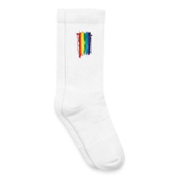 subtil et cool dégoulinant drapeau de la fierté design arc-en-ciel - Chaussettes de tennis bio enfant - blanc - Droite