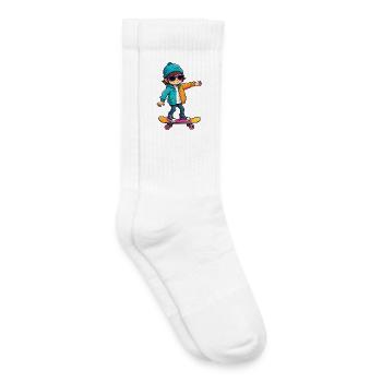 Cool Happy Skateboarding Kid - Kids Tennis Socks - white - Right