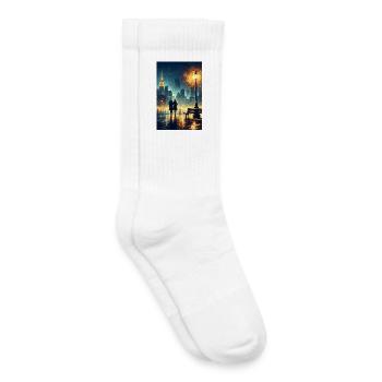 Liebesszene vor den Lichtern der Stadt - Kinder Tennissocken - Weiß - Rechts