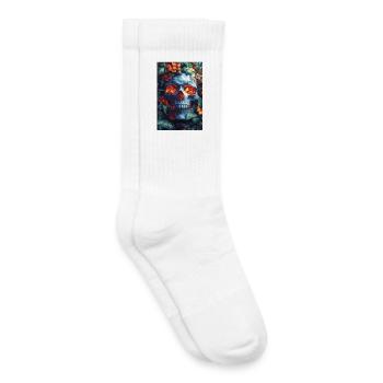 Crâne enflammé dans le royaume des fleurs - Chaussettes de tennis bio enfant - blanc - Droite