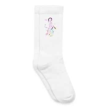 Saxophone Drawing - Kids Tennis Socks - white - Right