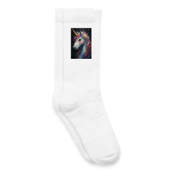Colourful unicorn in a wreath of flowers - Kids Tennis Socks - white - Right