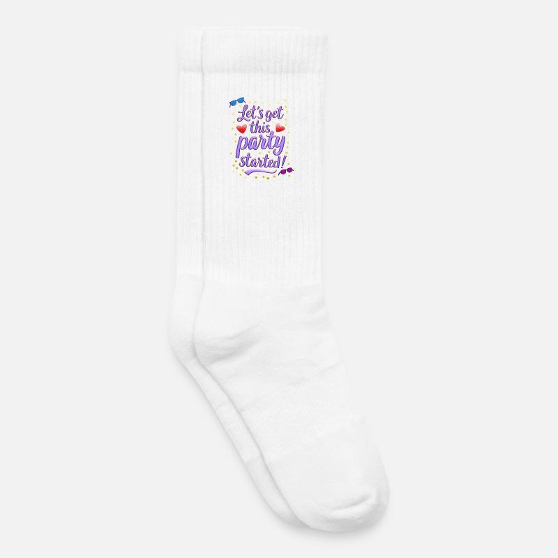 Que la fête commence - Lets get this party started - Chaussettes de tennis bio enfant - blanc