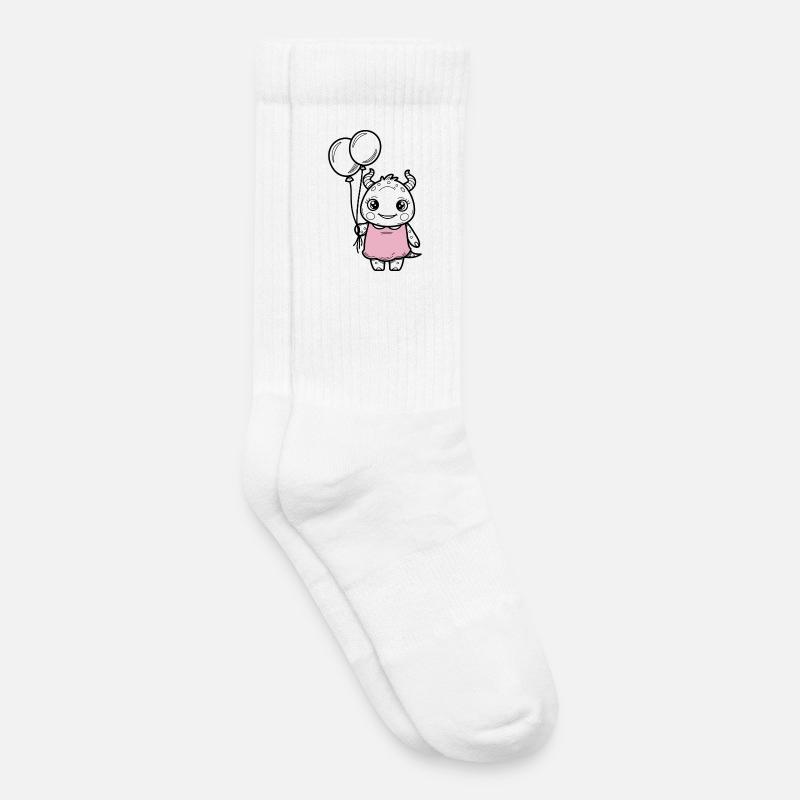 2 kleinesMonster rosa - Kinder Tennissocken - Weiß