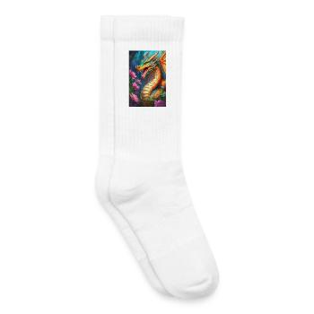 Dragon de Braises dans la Forêt en Fleurs - Chaussettes de tennis bio enfant - blanc - Droite