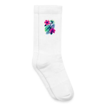 Tropische Blumenpracht – Exotische Hibiskus & Mons - Kinder Tennissocken - Weiß - Rechts