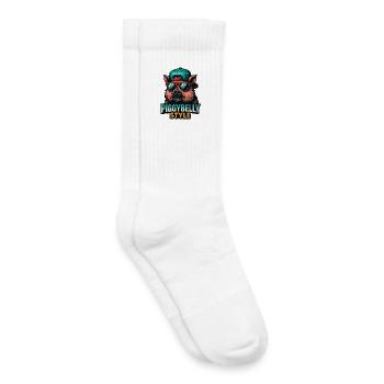Illustration de cochon style Piggybelly - Chaussettes de tennis bio enfant - blanc - Droite