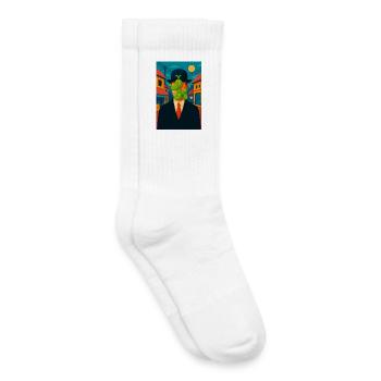 Mann (mit einem geschwollenen Hund) - Kinder Tennissocken - Weiß - Rechts