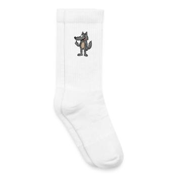Waldemar Wolf Lustiger Comic-Wolf - Kinder Tennissocken - Weiß - Rechts