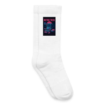 Retro Tech Computer Graphic Designer with Smile - Kids Tennis Socks - white - Right