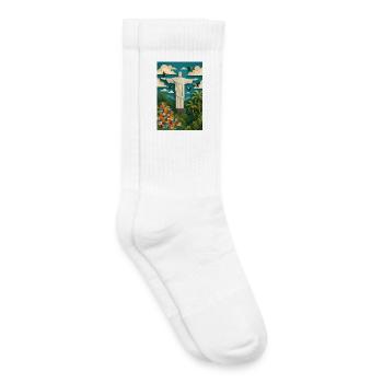 Statue du Christ Rédempteur dans un cadre tropical/Rio - Chaussettes de tennis bio enfant - blanc - Droite