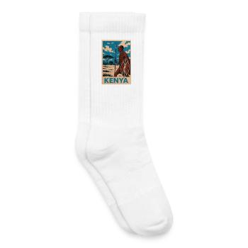 Kenya Maasaï guerrier Nature Illustration - Chaussettes de tennis bio enfant - blanc - Droite