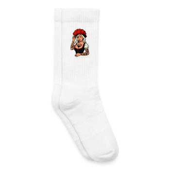 Tattoo Girl in Bollenhut Schwarzwald Freiburg - Kinder Tennissocken - Weiß - Rechts