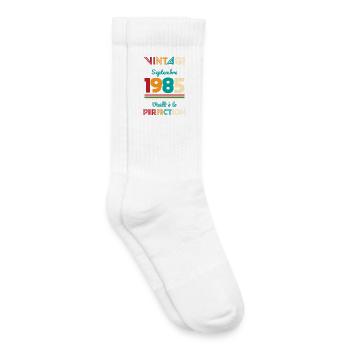 40th Birthday - Vintage - September 1985 - Kids Tennis Socks - white - Right