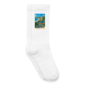 Schöne ikonische Aussicht mit Statue und Meer - Kinder Tennissocken - Weiß - Rechts