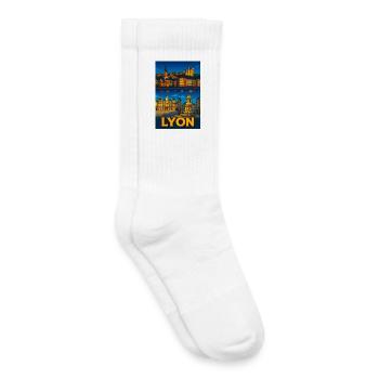 Lyon Picturesque Night View - Kids Tennis Socks - white - Right