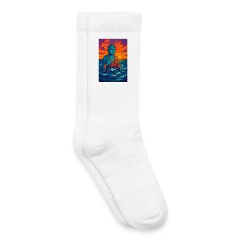 Ruhiger Buddha bei Sonnenuntergang - Kinder Tennissocken - Weiß - Rechts