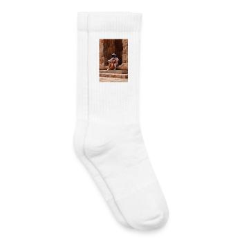 Un astronaute jouant du violoncelle dans des ruines antiques - Chaussettes de tennis bio enfant - blanc - Droite